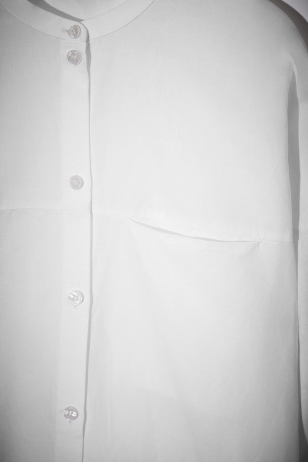 COS Relaxed-fit Grandad-collar Linen Shirt White