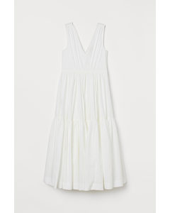 Langes Kleid mit V-Ausschnitt Weiß