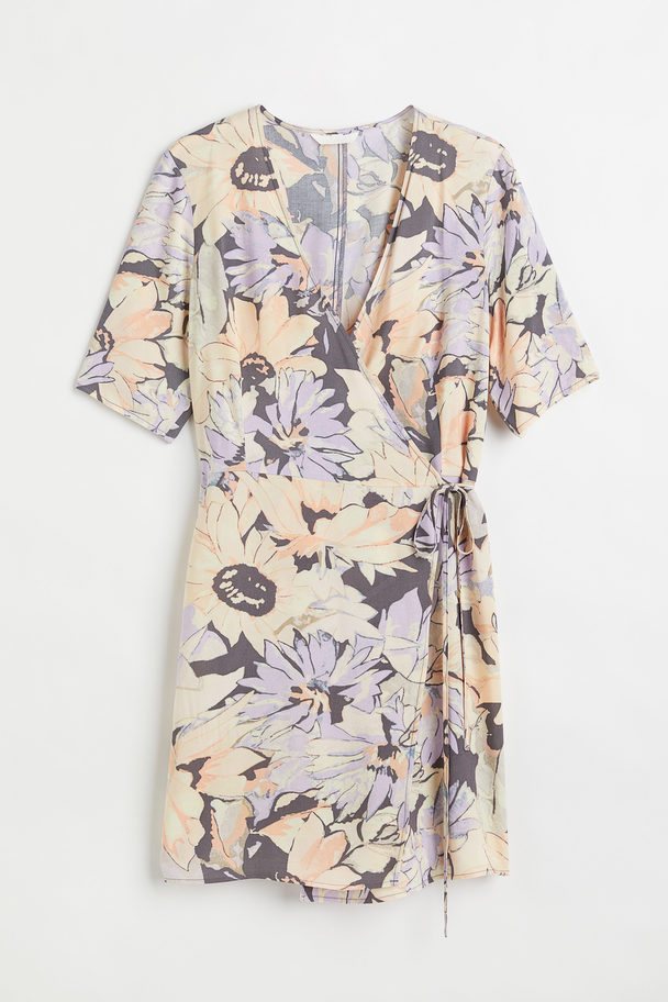 H&M H&m+ Wrap Dress Grey/floral