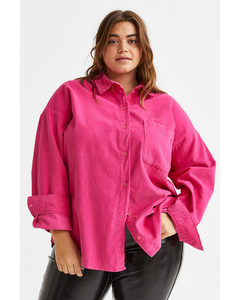 H&m+ Oversized Corduroy Shirt Cerise