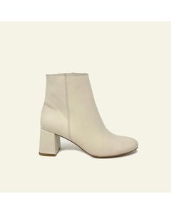 Vera Beige Leather Heeled Ankle Boots