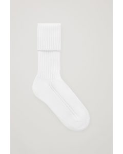 Ribbed Slouchy Socks White