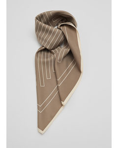 Vierkante Sjaal Met Grafische Print Taupe