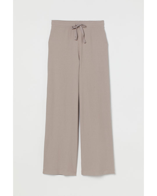 H&M Ribbed Trousers Light Greige