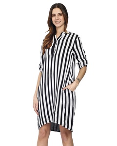 Pure Linen Striped Shirt Dress