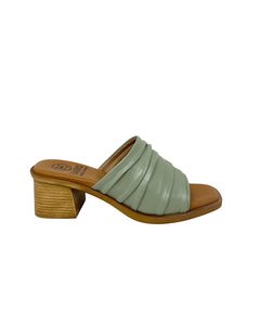 Turan Green Leather Heeled Sandal