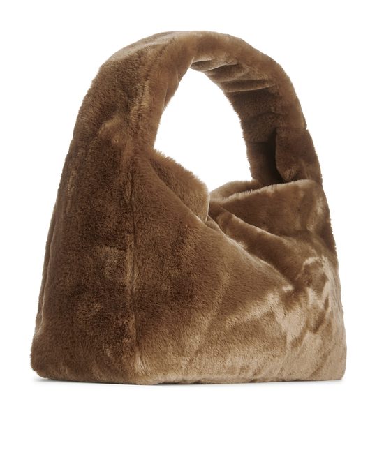 Arket Faux Fur Tote Bag Light Brown