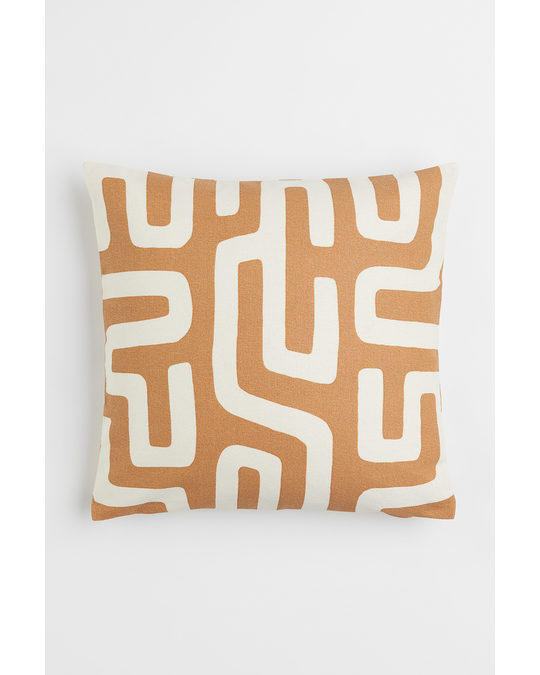 H&M HOME Patterned Cotton Cushion Cover Yellow-beige/patterned