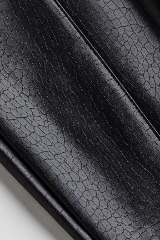 H&M Coated Crease-front Leggings Black/snakeskin-patterned