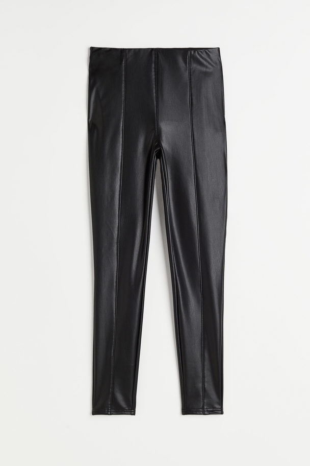 H&M Gecoate Legging Met Persvouwen Zwart