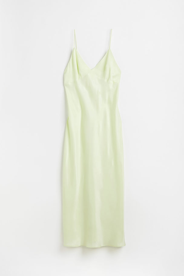 H&M Slip In-kjole Med V-udskæring Limegrøn