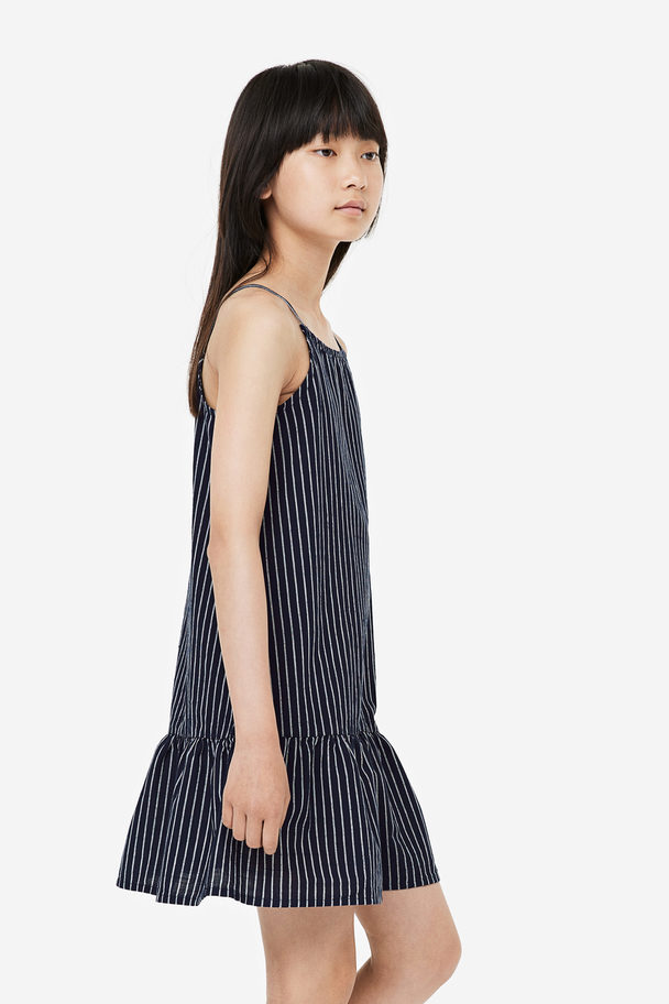 H&M Sleeveless Cotton Dress Dark Blue/striped