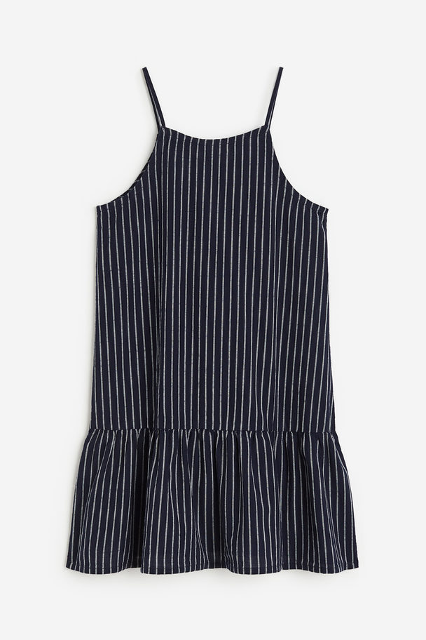 H&M Sleeveless Cotton Dress Dark Blue/striped