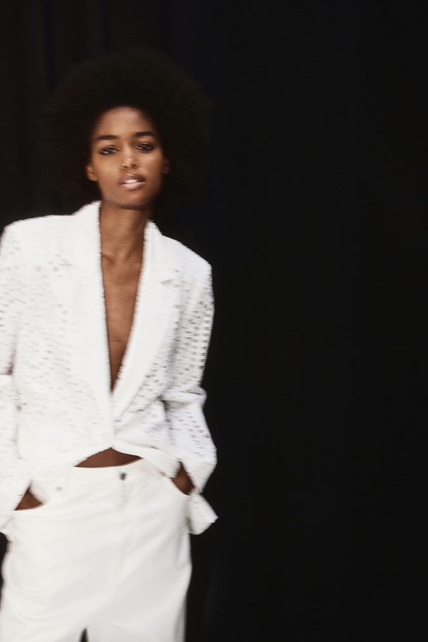 H&M Broderie Anglaise Blazer White