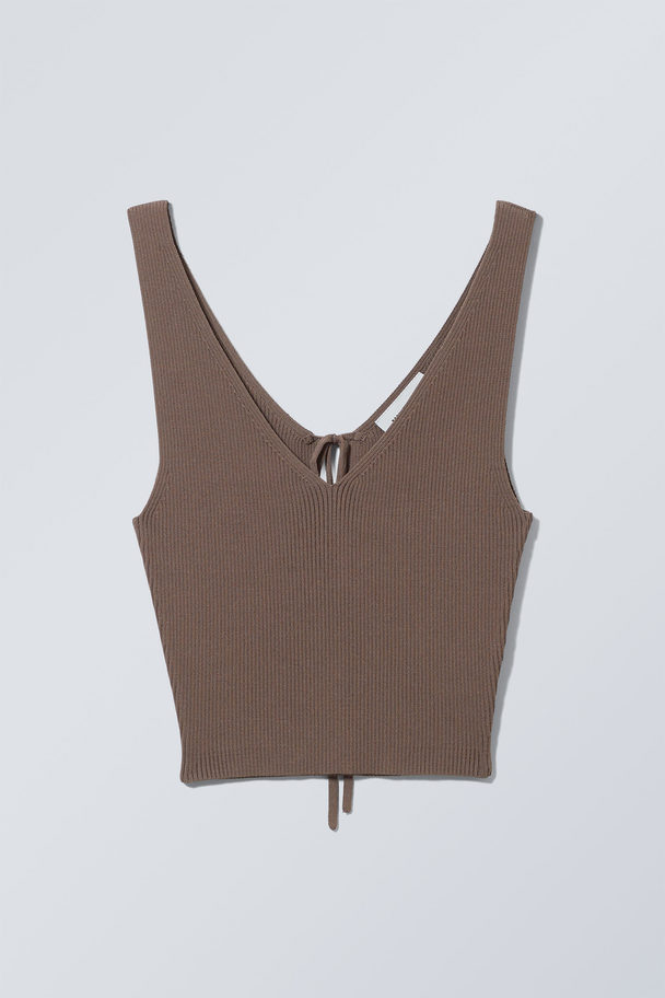 Weekday Quinn Knitted Top Brown