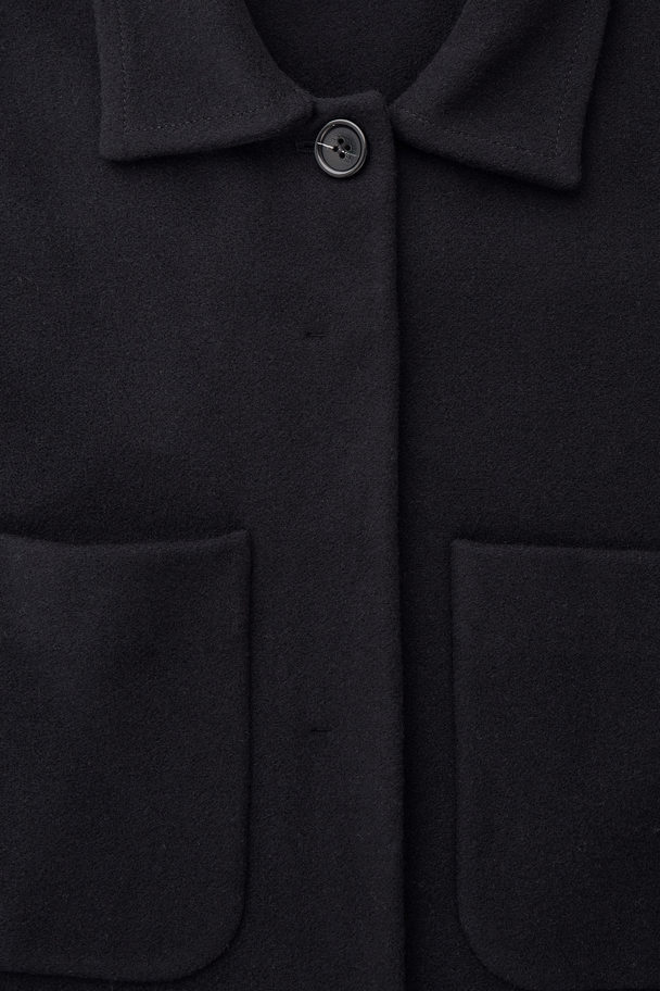 COS Patch-pocket Wool Overshirt Dark Navy
