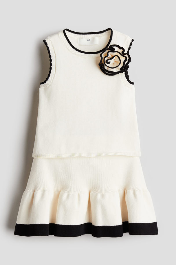 H&M 2-piece Fine-knit Cotton Set Cream