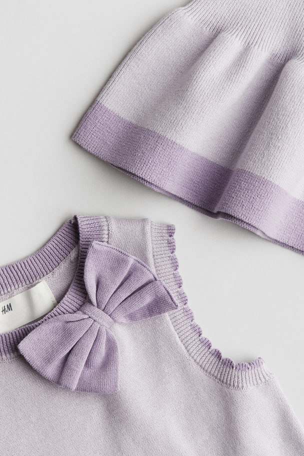 H&M 2-piece Fine-knit Cotton Set Light Purple