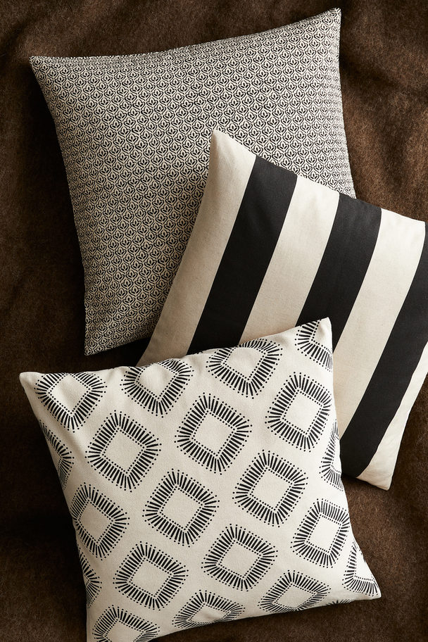 H&M HOME Patterned Cushion Cover White/dark Grey