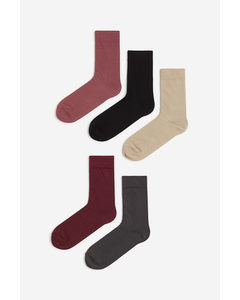 5er-Pack Socken Altrosa/Weinrot