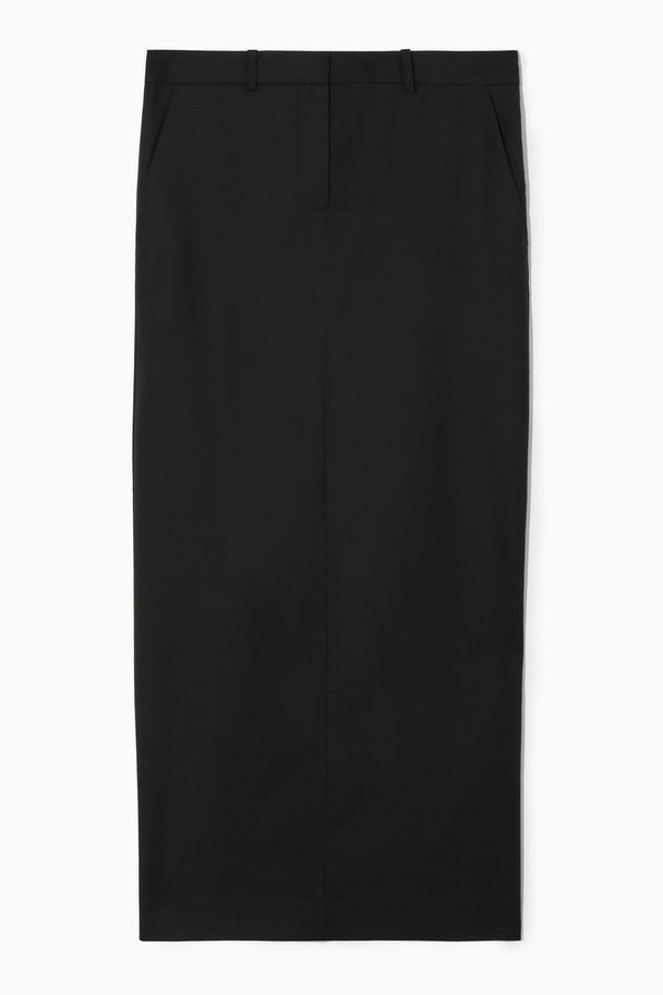 COS Wool Column Maxi Skirt Black