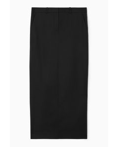 Wool Column Maxi Skirt Black