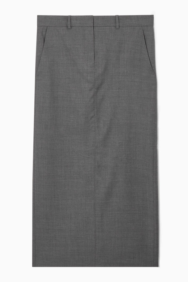 COS Wool Column Maxi Skirt Grey