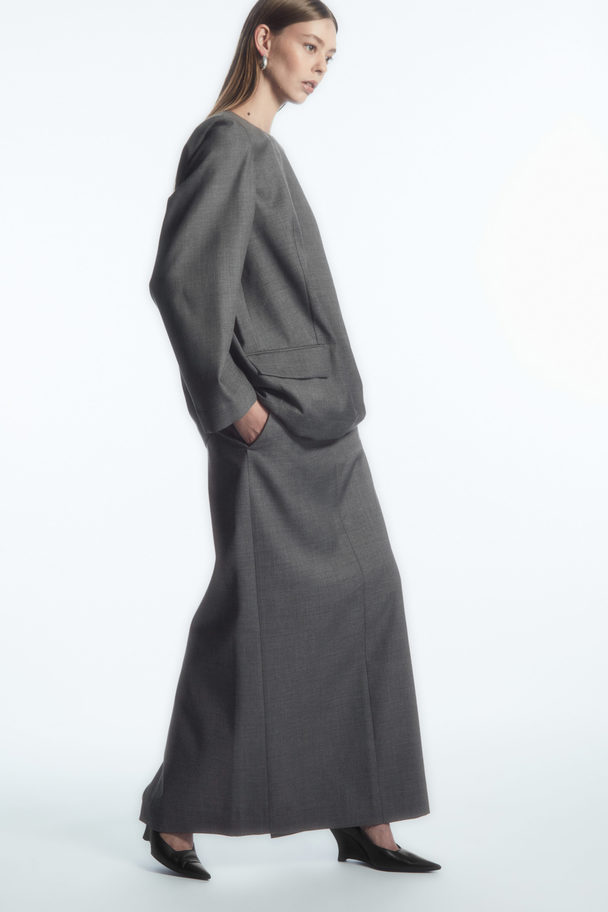 COS Wool Column Maxi Skirt Grey