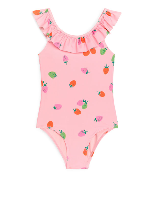 ARKET Frill Swimsuit Pink