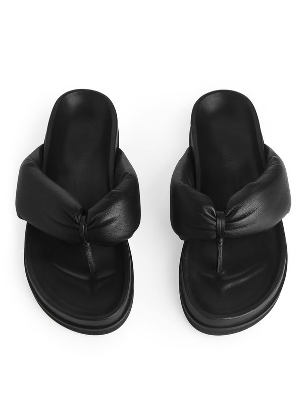 Arket Thong Leather Slides Black