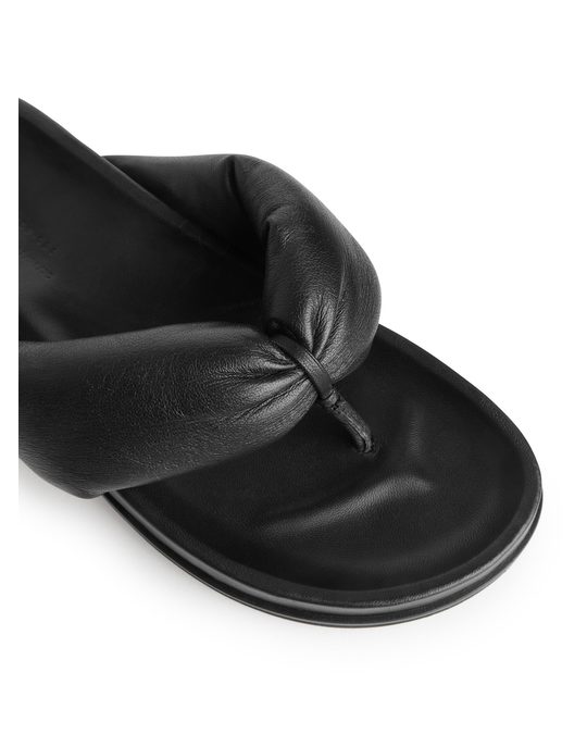 Arket Thong Leather Slides Black