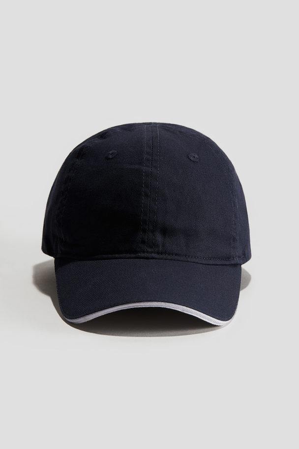 H&M Cotton Twill Cap Navy Blue/white