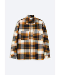 Relaxed Fit Zip-through Overshirt Orange/black Checked