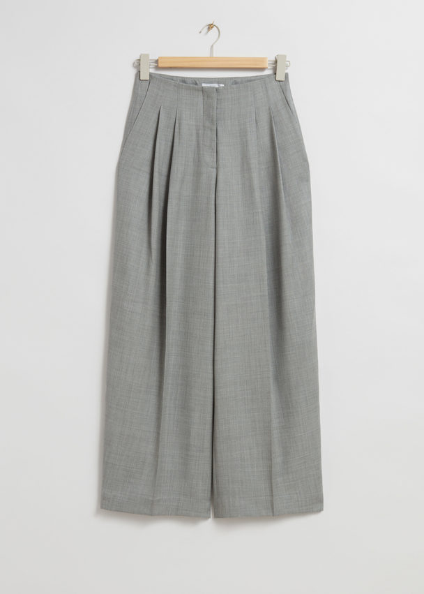 & Other Stories Tailored Trousers Light Grey Melange
