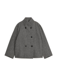 Shawl-Collar Wool Jacket Grey