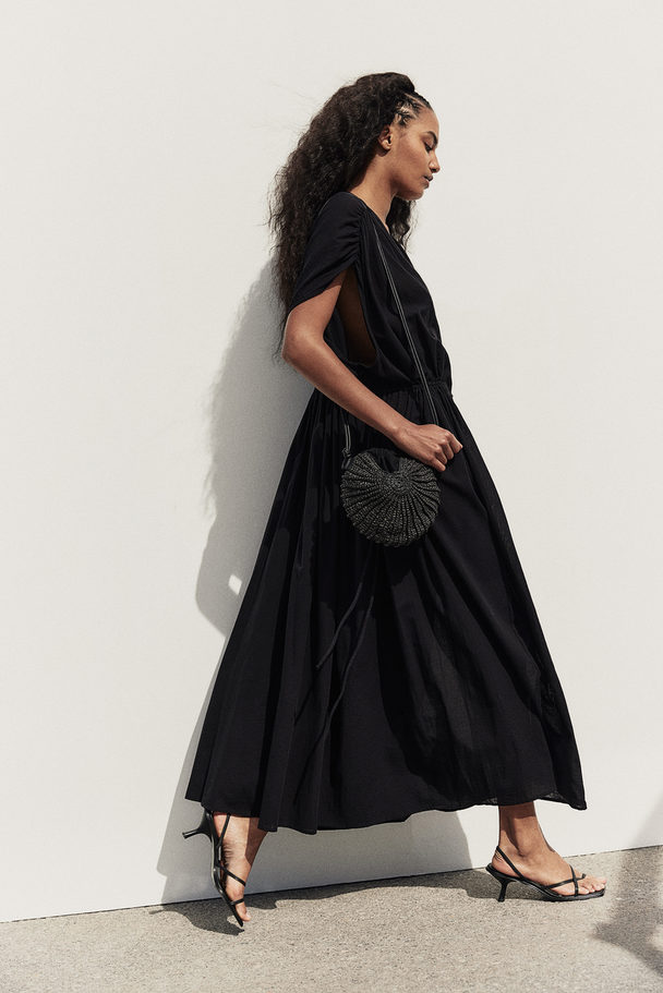 H&M Baumwollkleid in Oversize-Passform Schwarz