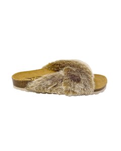 Hygge Synthetic Beige Faux Fur Home Slippers