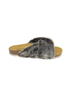 Hygge Synthetic Grey Faux Fur Home Slippers