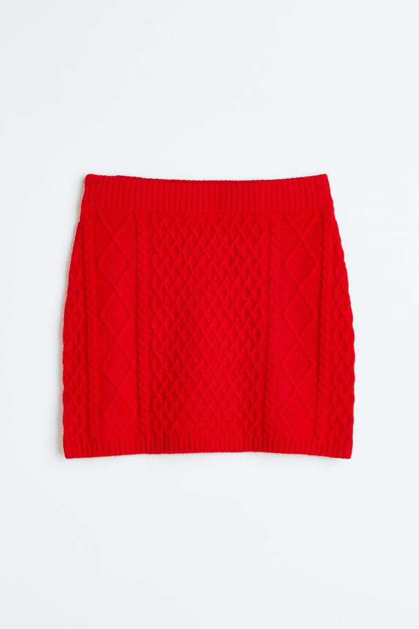 H&M Cable-knit Skirt Red