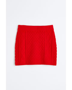 Cable-knit Skirt Red