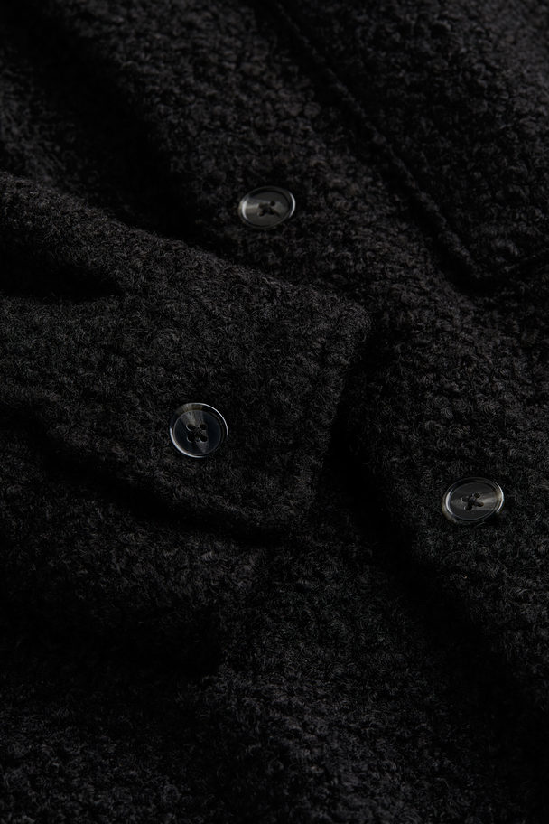 H&M Loose Fit Bouclé Overshirt Black