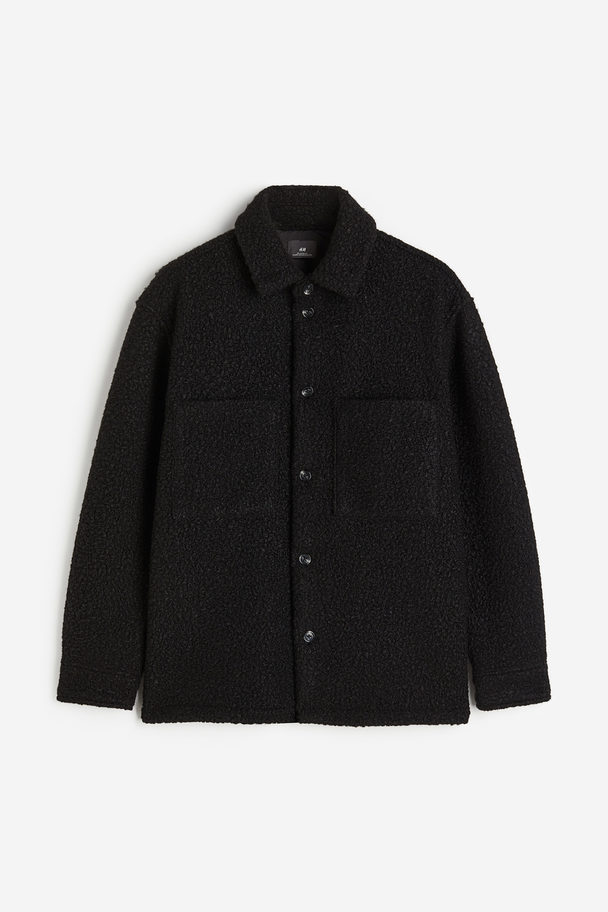 H&M Loose Fit Bouclé Overshirt Black
