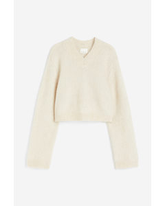 Cropped Mohair-blend Jumper Light Beige