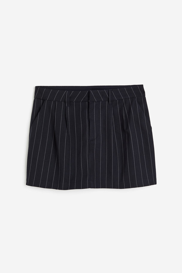 H&M Tailored Mini Skirt Navy Blue/pinstriped