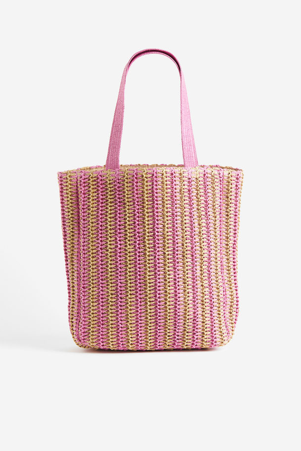 H&M Straw Bag Pink/striped