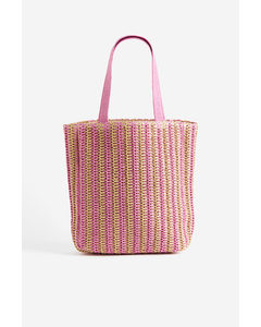 Straw Bag Pink/striped