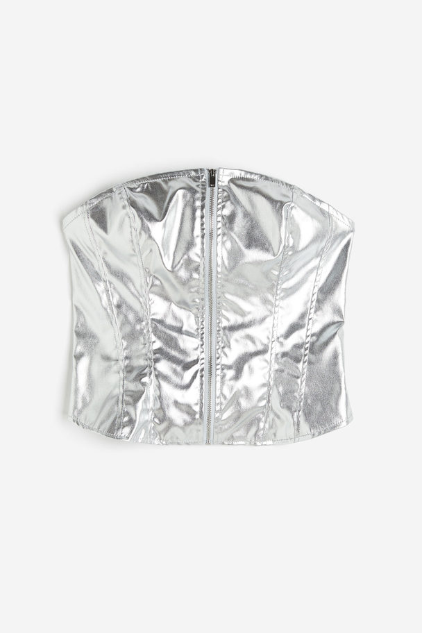 H&M Korsagentop mit Coating Silberfarben