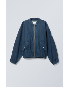 Oversized Denim Bomberjack Saffierblauw