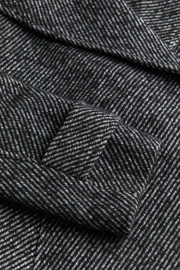 H&M Tie-belt Twill Coat Black/striped