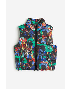 Printed Puffer Gilet Black/marvel Comics